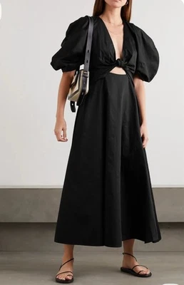 Maxi Vestido MARA HOFFMAN Shaina Negro Corte Algodón Frente Retorcido Talla 6 Foto 1 de 4