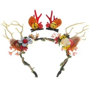 Antler Headdress Child Ladies Reindeer Headband Kids with Antlers - Picture 1 of 12