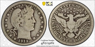 1913 25C PCGS VG10 Barber Quarter 48209161 - Image 1 of 2