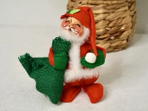 Vintage 1980 Annalee Mobilitee Doll Poseable Santa Claus With Sack 5" Christmas - Picture 1 of 8