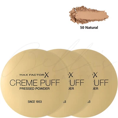 MAX FACTOR Creme Puff Pressed Compact Face Powder - 50 Natural *PACK OF 3* - Image 1 of 4