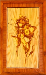 Roses Placage Image Bois Incrustation Nature morte Décor mural intérieur Art - Imagen 1 de 14
