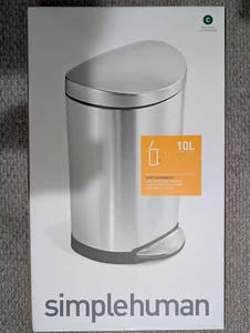 Simplehuman 10 Liter/2.6 Gallon Small Semi-Round Stainless Steel Trash Can. New - Picture 1 of 4