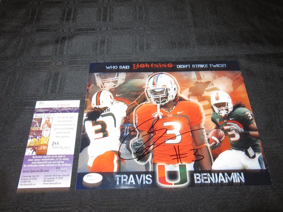 FOTO 8X10 FIRMADA POR TRAVIS BENJAMIN HURACANES DE MIAMI CON CERTIFICADO DE AUTENTICIDAD JSA T38873 ¡ENVÍO Y DEVOLUCIÓN GRATUITOS! Foto 1 de 1