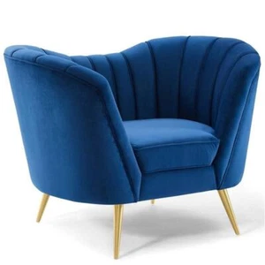 Modway Opportunity Modern Performance Velvet Armchair in Navy Finish - Picture 1 of 8