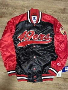 Chaqueta San Francisco 49ers Starter Retro a Presión Completa Negra Roja Hombres Talla S - Imagen 1 de 9