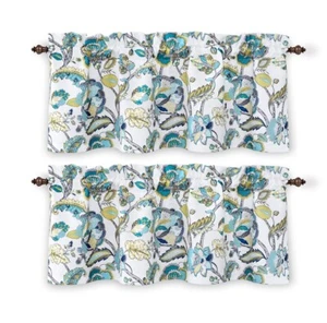 DriftAway 2 pezzi Valance Layla Valance floreale - grigio avorio teal - Foto 1 di 5