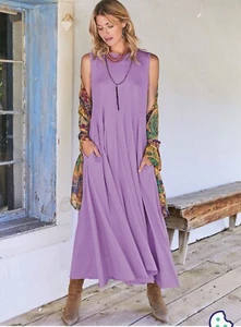 Maxi Vestido Peruvian Connection Santorini Para Mujer’s XS Bolsillos Columpios Completos Lila - Imagen 1 de 10