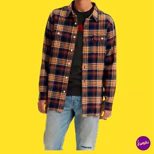 LEVI'S Men's Jackson Worker Flannel Shirt , Retro, Victor Plaid Meteorite, S - Picture 1 of 4