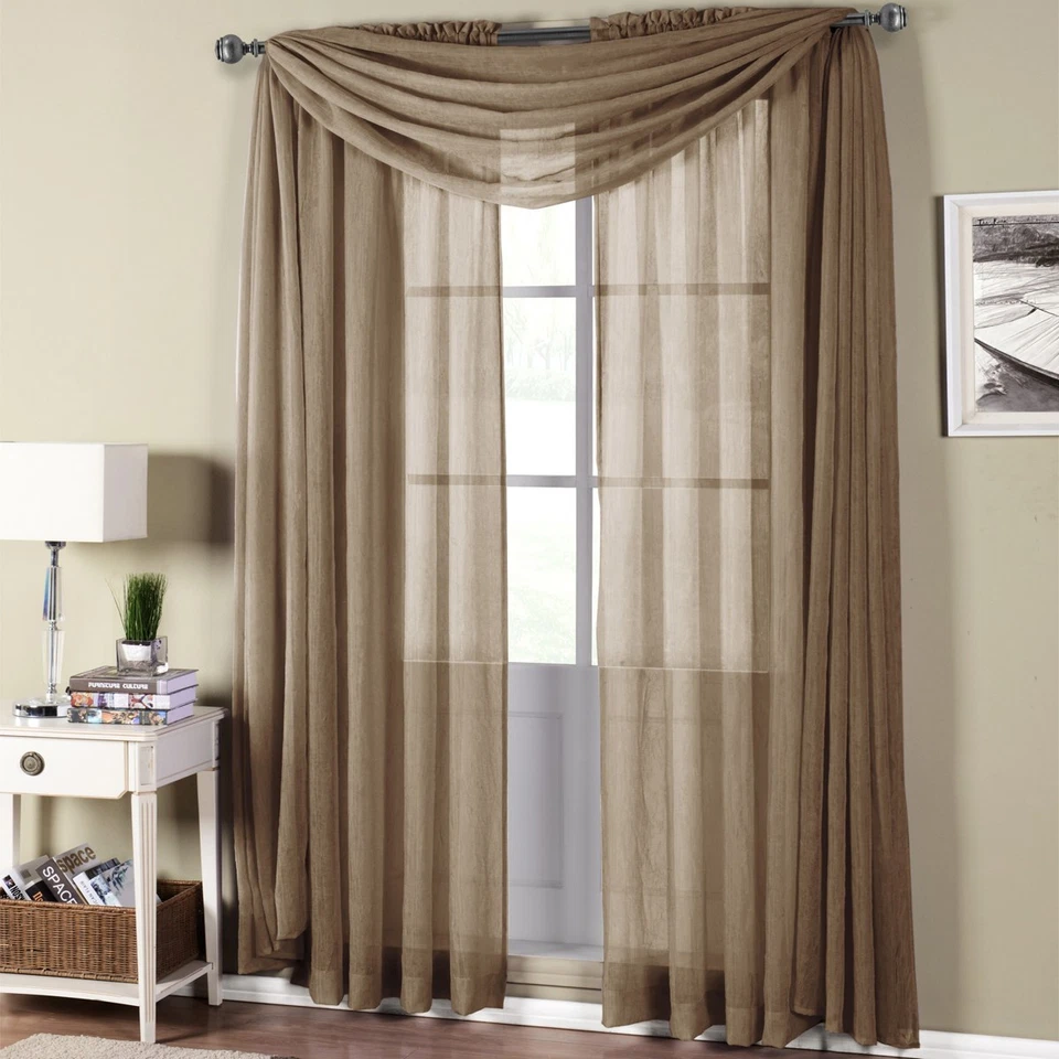 1 PC Modern Solid Abri Rod Pocket Crushed Sheer Single Curtain Panel - 5 Sizes - Image 1 of 1