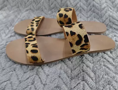 Sandalias para mujer J Crew pelo de becerro leopardo fáciles de verano talla 8 Foto 1 de 4