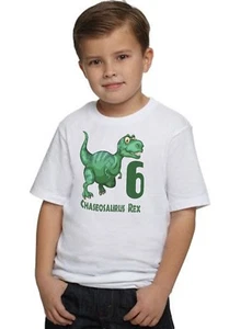Dinosaur REX Dino Boys Personalized Birthday T Shirt TEE Custom NAME AGE Gift  - Picture 1 of 4