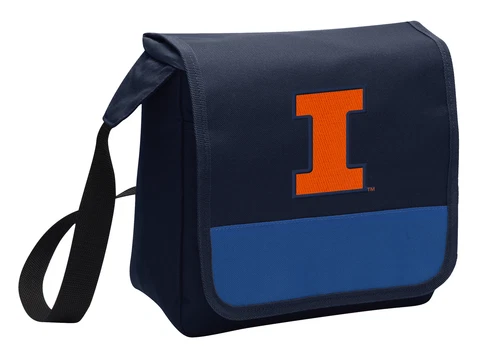 University of Illinois Lunch Tote Bag Cooler Illini Lunchbox MESSENGER STYLE! Cover