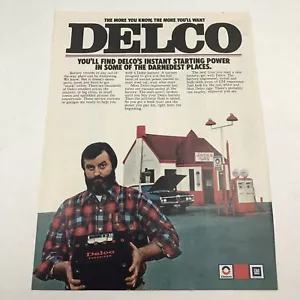 Vtg 1973 Print Ad Delco Battery Gas Station Advertising Art - Picture 1 of 3