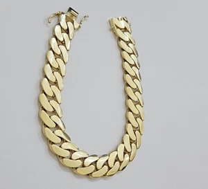Real 10k Gold Bracelet 12mm Royal Miami Cuban Link 8 inch Men's 10kt Yellow Gold - Picture 1 of 10