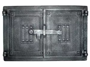 Cast Iron Fire Door Clay Bread Oven Pizza Stove Quality Silver (PR) 41 x 27 - Picture 1 of 2