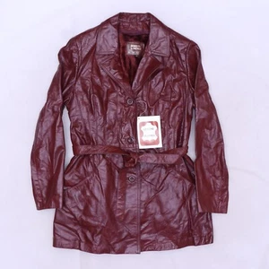 Chaqueta gabardina de cuero Western Merlot D6056 de colección para mujer talla 10 - Imagen 1 de 7