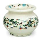 4" White Marble Pauashell Multi Inlay Floral Vase Home Decor Housewarming Gift