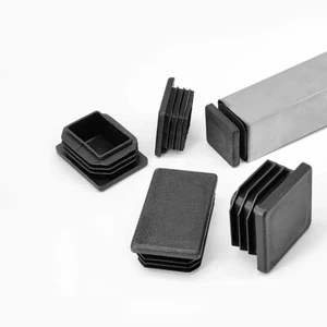 Black Square PE Plastic Blanking Ends Cap Tube Pipe Inserts Plug Bungs 13-100mm - Picture 1 of 62