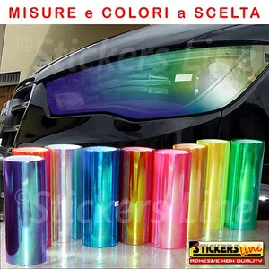Pellicola adesiva colorata CAMALEONTE oscurante vetri fanali fari luci auto moto - Foto 1 di 11