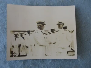 Between the Wars US Navy Photo Admiral Greeting Captain Post WW1 - Picture 1 of 3