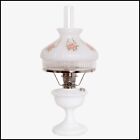 ALADDIN LAMP MILK GLASS ALEXANDRIA with RED ROSES SHADE and NICKEL HARDWARE