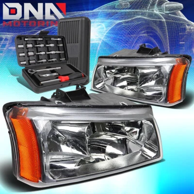 PARA 2003-2006 SILVERADO/AVALANCHA CROMO ÁMBAR FAROS ESQUINEROS FAROS + HERRAMIENTAS Foto 1 de 4