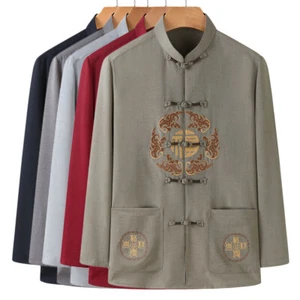Traje tradicional chino Tang Chaqueta Conjunto Artes Marciales Uniforme 福 Bordado - Imagen 1 de 12