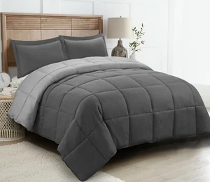 3 PCS with Shams All Season Reversible Comforter Down Alternative Comforter Set - Picture 1 of 32
