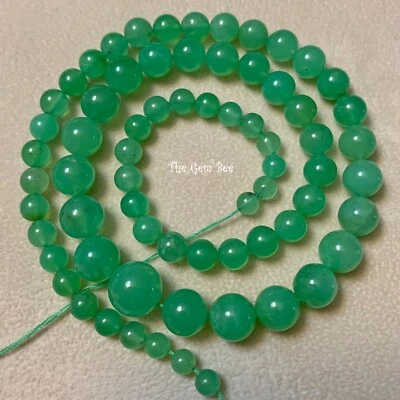 Cuentas de esfera de crisoprasa imperial australiana de stock antiguo de 5 mm-11 mm hebra de 18 pulgadas Foto 1 de 4
