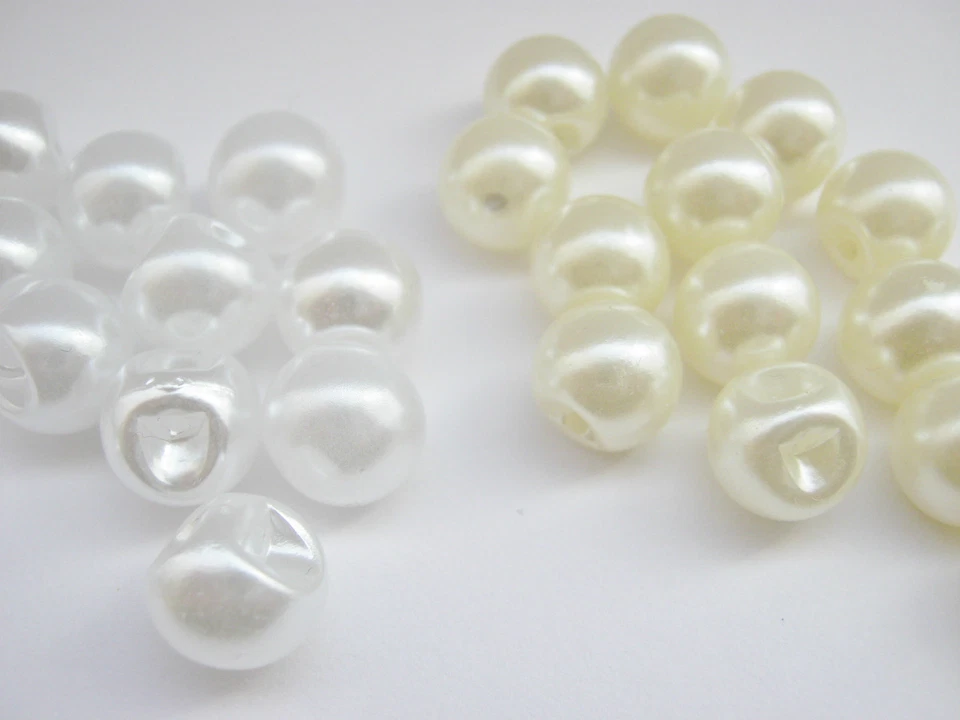 8mm White or Ivory Pearl Buttons Sideways Shank Wedding Bridal Gowns Communions - Image 1 of 1