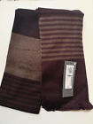 Bnwt M&s Mens Brown Striped Scarf With Wool Rrp £19.50