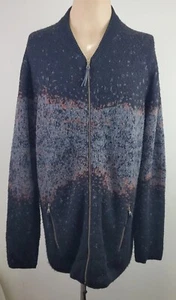 John Varvatos Mens Wool-Cashmere Abstract Print Oversized Zip Up Sweater Size XL - Bild 1 von 6