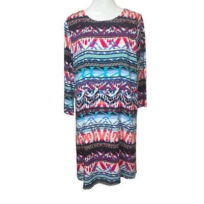 Vestido Lápiz Everly Vaina Colorido Boho Hippie Manga 1/2 Retro Talla Grande NUEVO Foto 1 de 4