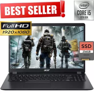 ACER 15.6" Full-HD 3.60GHz Intel Core i5-1035G1 8GB Ram 256GB SSD Drive Laptop - Picture 1 of 11