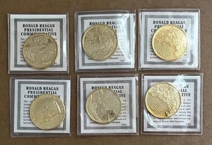 Set of 6 American Historical Society Ronald Reagan Bronze Medal Layered 24K Gold - Picture 1 of 3