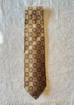 Robert Talbott Best In Class Silk Tie - Gold Geometric Medallion - Image 1 of 4