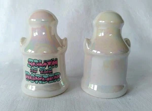 Vintage irisierende Milchkanne Salz Pfefferstreuer Set Souvenir südlich der Grenze - Bild 1 von 9