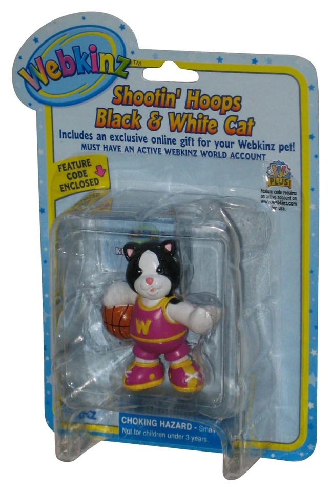 Minifigura Webkinz Shootin' Hoops gato blanco y negro Ganz 2 pulgadas - (Plas abollado Foto 1 de 1
