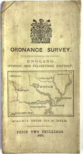 1914. IPSWICH & FELIXSTOWE, Suffolk. Ordnance Survey MAP. 1 " to 1 MILE. LINEN - Imagen 1 de 4
