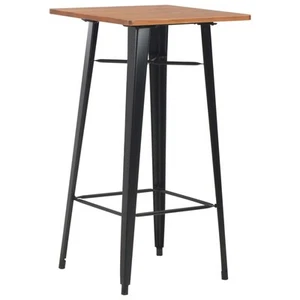 2x Bar Table Black 60cm Solid Pine Wood Steel Kitchen Dining vidaXL - Picture 1 of 6