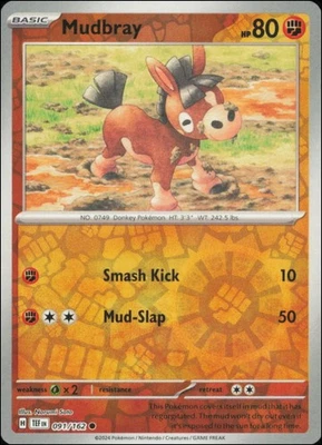 Pokemon - Mudbray #091/162 - SV05: Temporal Forces Reverse Holo - Image 1 of 2