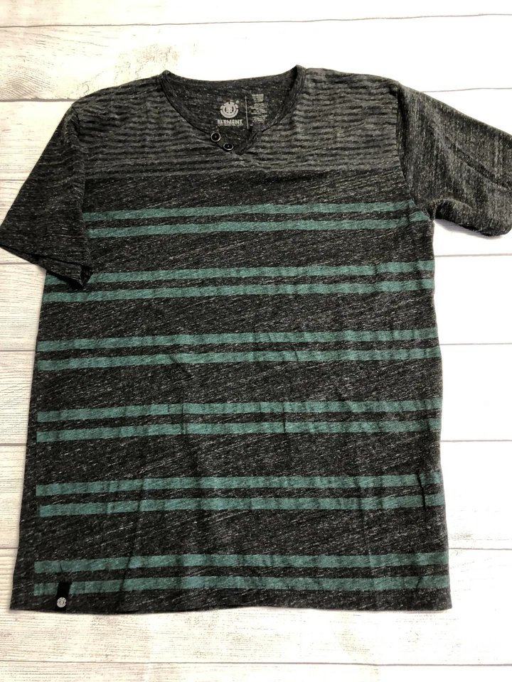 Element Shirt Mens Large Gray Green Striped Tri-Blend V Neck Henley Made USA - Image 1 of 4