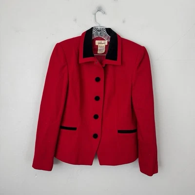 Worthington Red Wool Button Up Blazer Jacket Women’s Size 6 - Image 1 of 4
