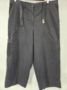 Pantalone cargo donna Capri LAUREN by RALPH LAUREN taglia 16 nero tasche con cerniera - Foto 1 di 9