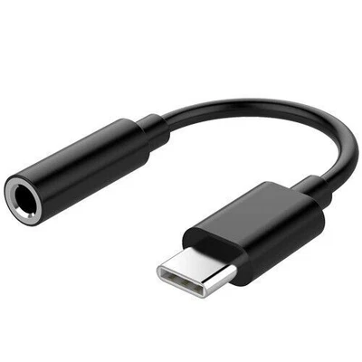 USB-C Tipo-C a 3,5 mm Hembra AUX Conector de Auriculares Adaptadores Cables Negro Foto 1 de 4