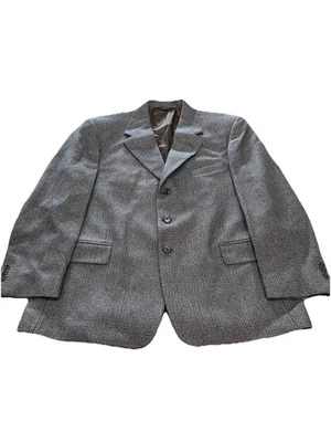 John Henry Sz 46r Tweed Blazer Browns Blues Classic Sport Coat 3 Button Closure - Image 1 of 4