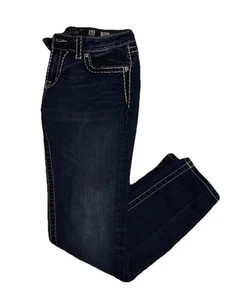 Pantalones de mezclilla ajustados Miss Me para mujer con borde de puntada blanca lavado oscuro talla 31 - Imagen 1 de 12