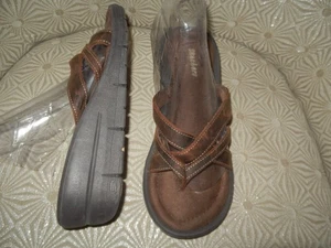 Skechers Damen-Riemensandale braun Leder 2" Keilabsatz Pantolette 9M #46785 NEU - Bild 1 von 15