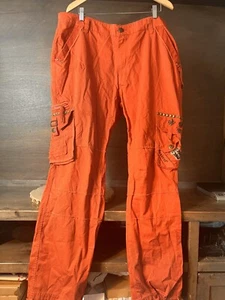 Vintage Request Jeans Men 42X32 ORANGE Embroidered Y2K 90s Skater GREAT VINTAGE - Picture 1 of 15